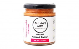 All Over Nuts Natural Almond Butter Crunchy  Glass Jar  200 grams